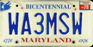 WA3MSW License Plate