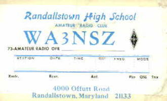 WA3NSZ QSL Card